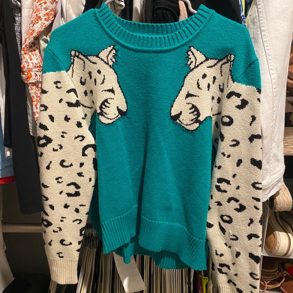 Green & Cheetah Sweater